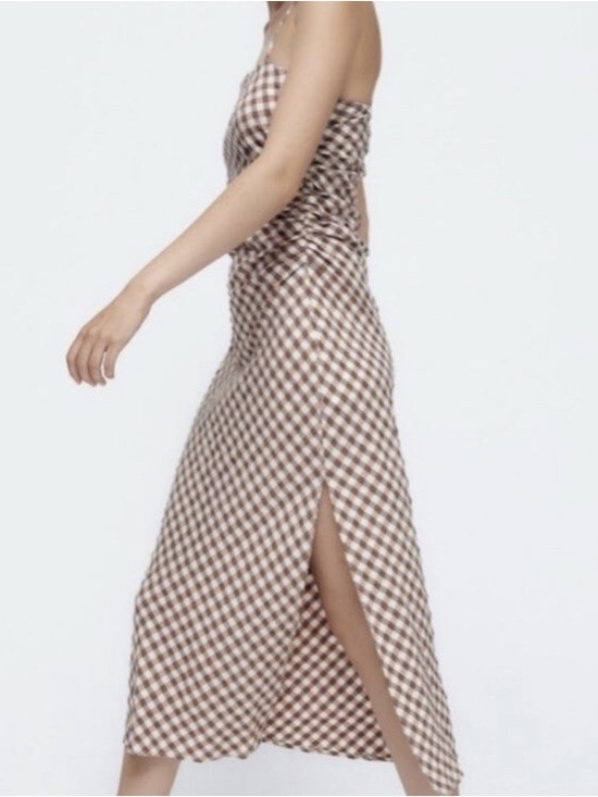 House of Harlow 1960 Dresses & Skirts - House of Harlow 1960 Brown and White Gingham Midi Dress